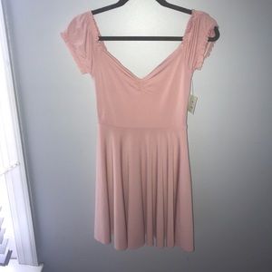 pink urban outfitters dress off the shoulder